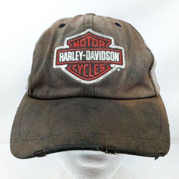 Harley-Davidson Motorcycles Distressed Faded Mesh Trucker SnapBack Hat Cap - Picture 2 of 9